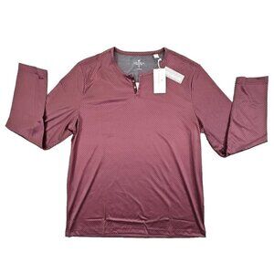 Con.Struct Men's Size Large Burgundy Dot Print Henley Shirt Long Sleeve NWT